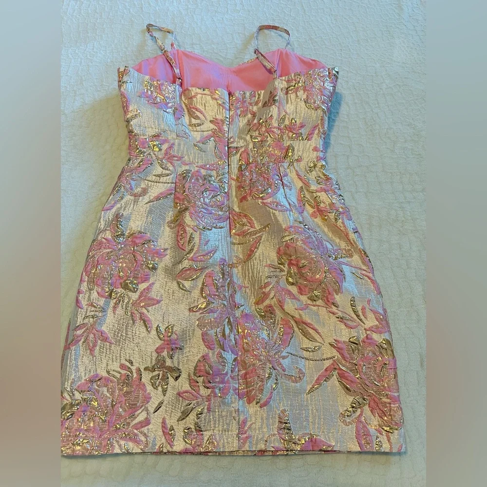 NWOT Aura Women’s Rose Gold and Pink Textured Exaggerated Bow mini dress